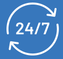 Blue 24/7 logo with arrows