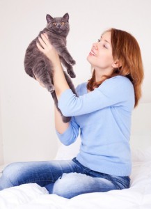 Young woman and cat